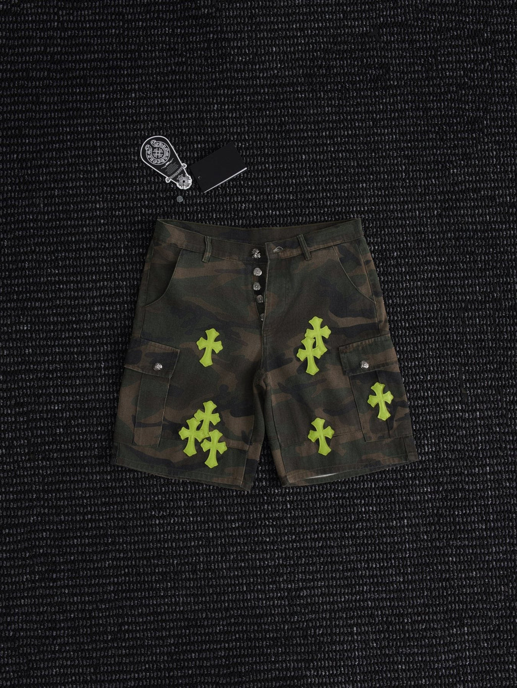 Chrome Hearts Camo Cross Patch Cargo Shorts ¡ª front