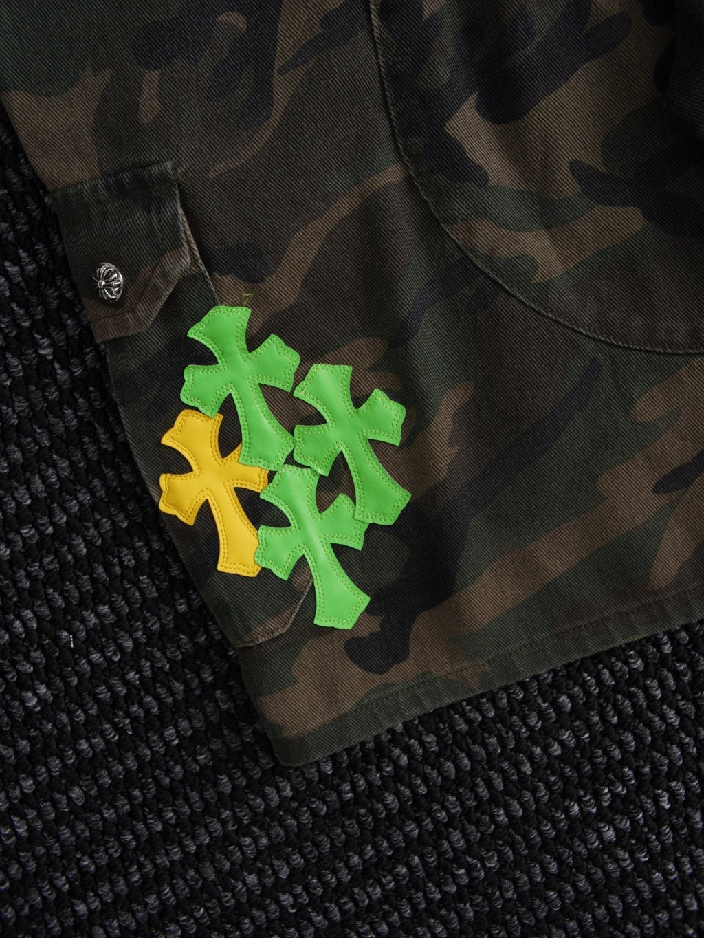 Chrome Hearts Camouflage Cross Patch Cargo Shorts ¡ª detail