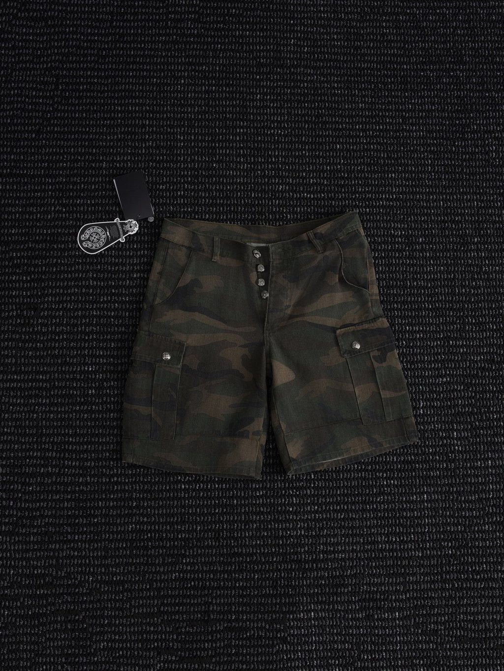 Chrome Hearts Green Camo Cargo Shorts ¡ª front