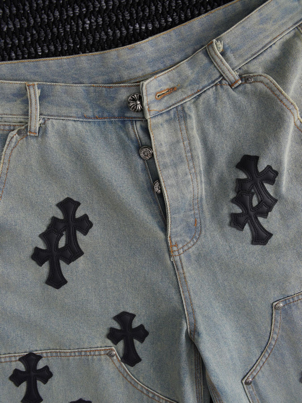 Chrome Hearts Cross Patch Denim Shorts ¡ª front