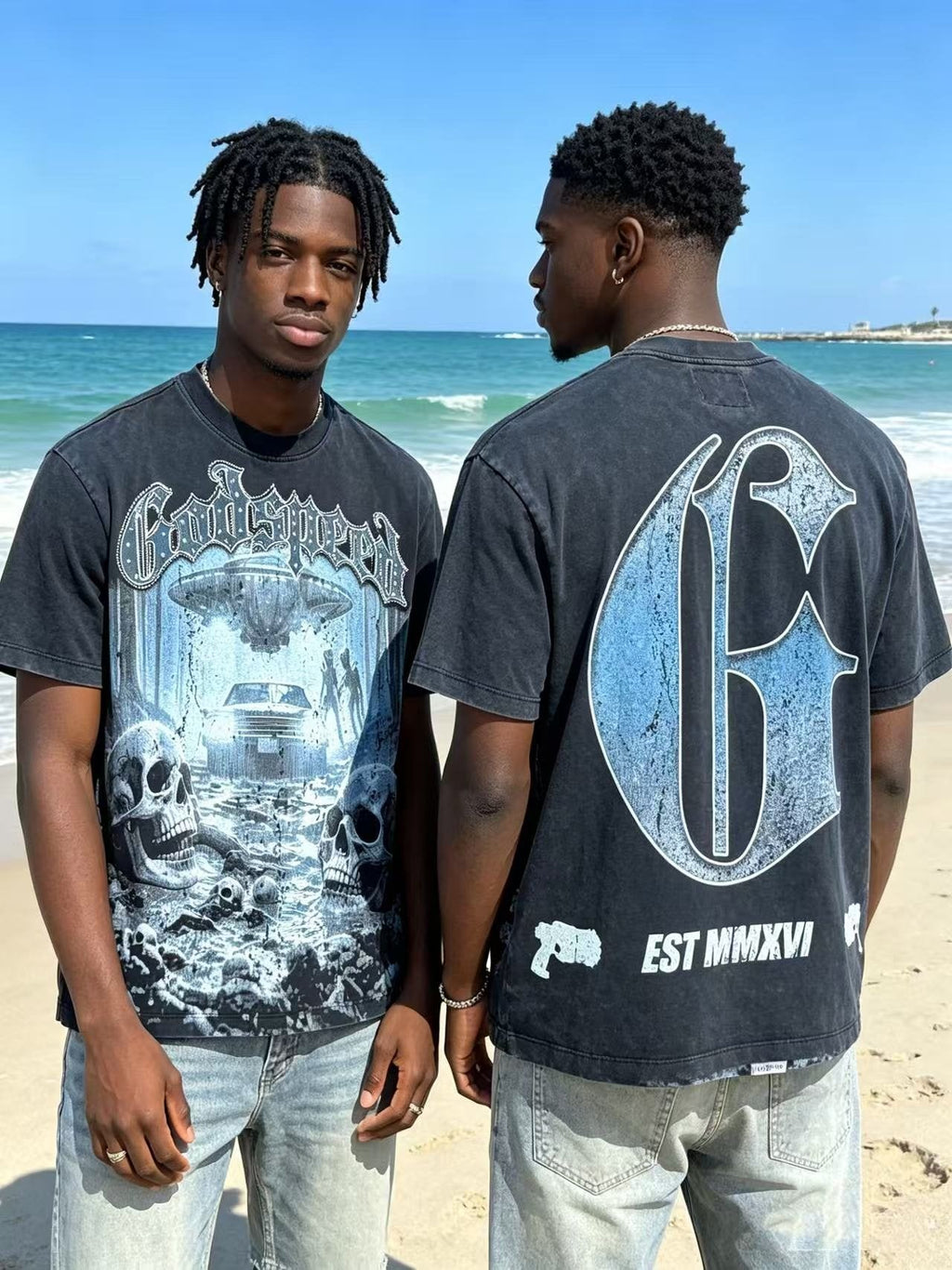 Godspeed Skull Graphic Short-Sleeve T-Shirt ¡ª context