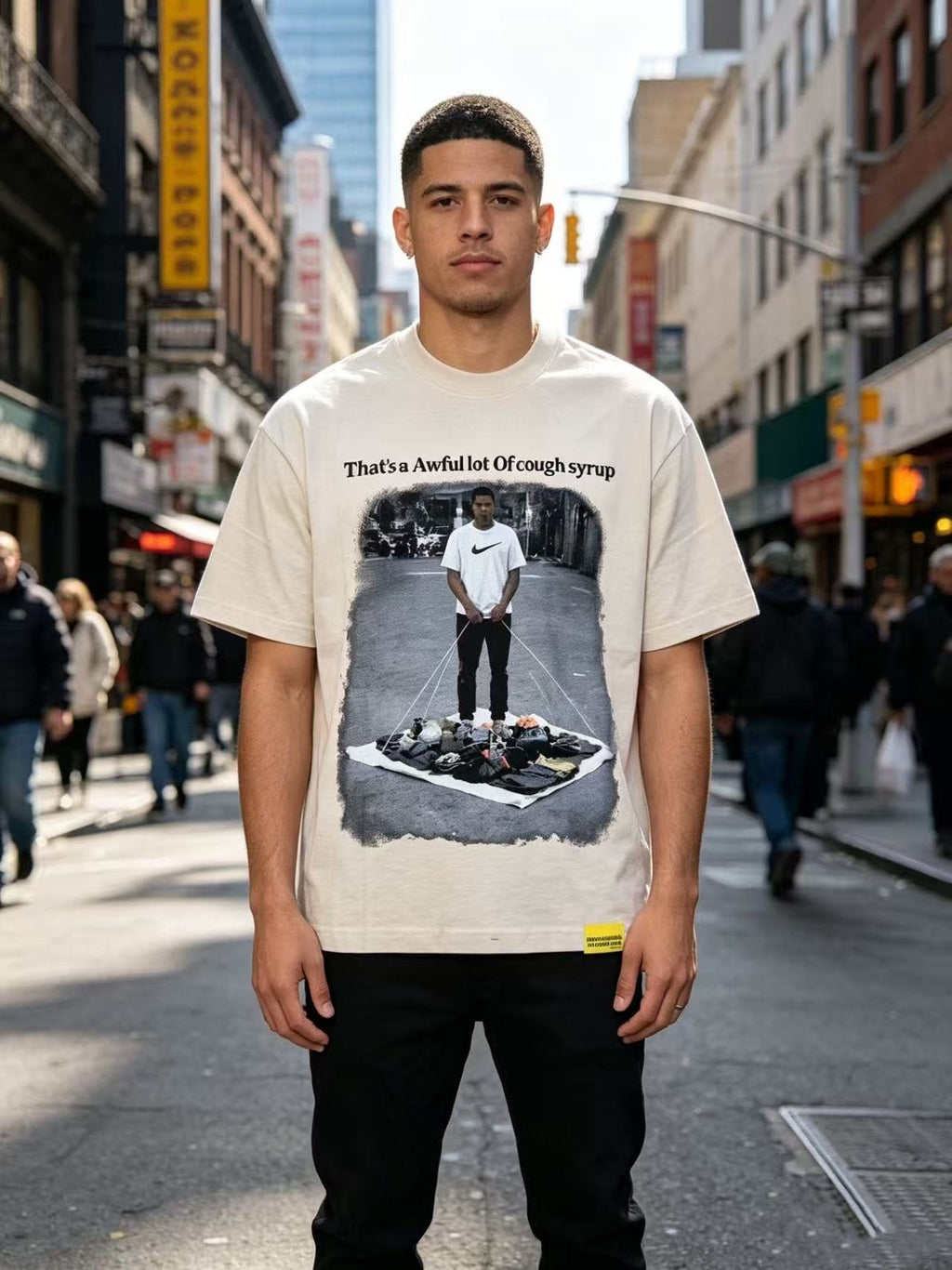 THAT'S A AWFUL LOT OF COUGH SYRUP Short-Sleeve Graphic T-Shirt ¡ª model