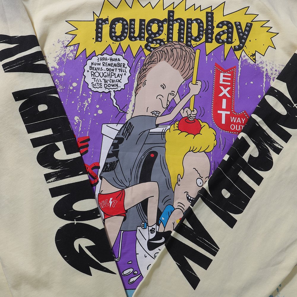 Rough Play Beavis Buttead Rhinestone Graphic Long-Sleeve T-Shirt ¡ª detail