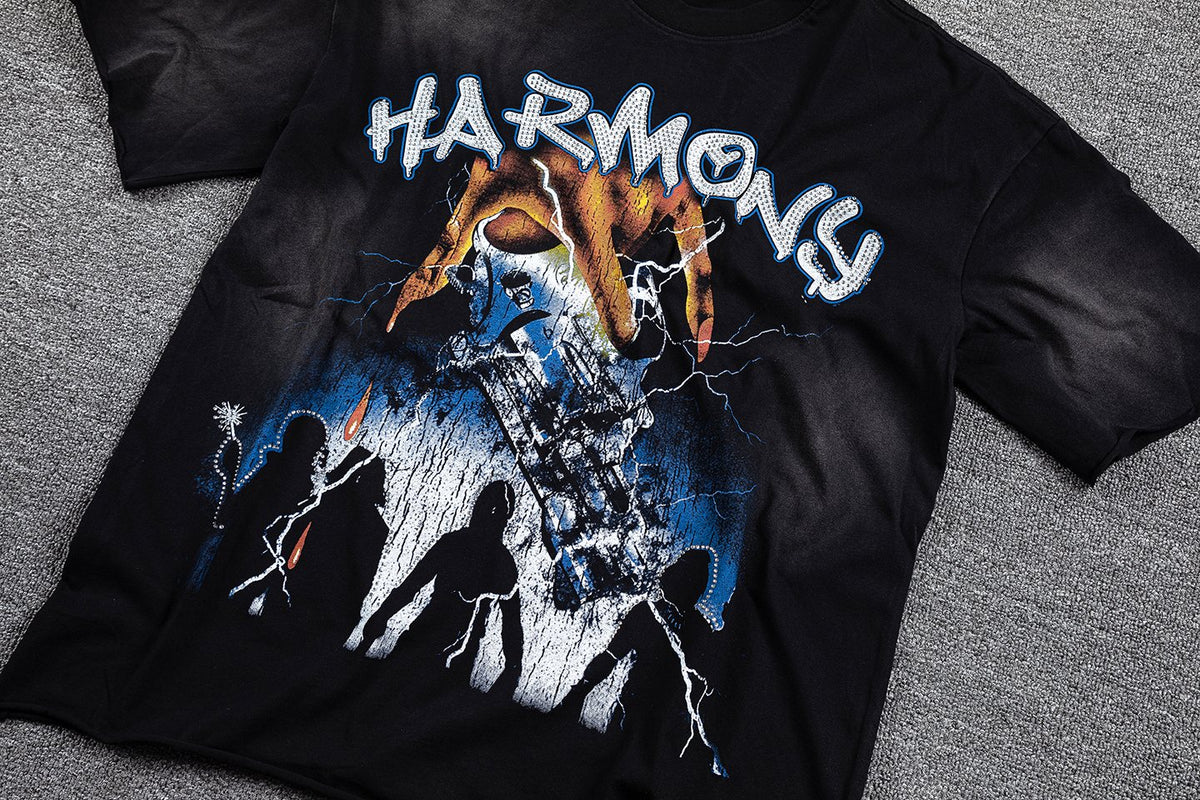 HARMONY Black Front & Back Graphic T-Shirt ¡ª detail