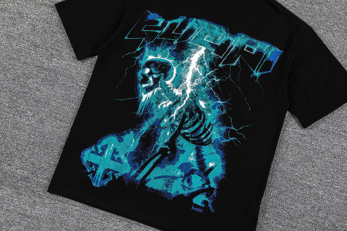 GUAPI Blue Graphic Black T-Shirt ¡ª front