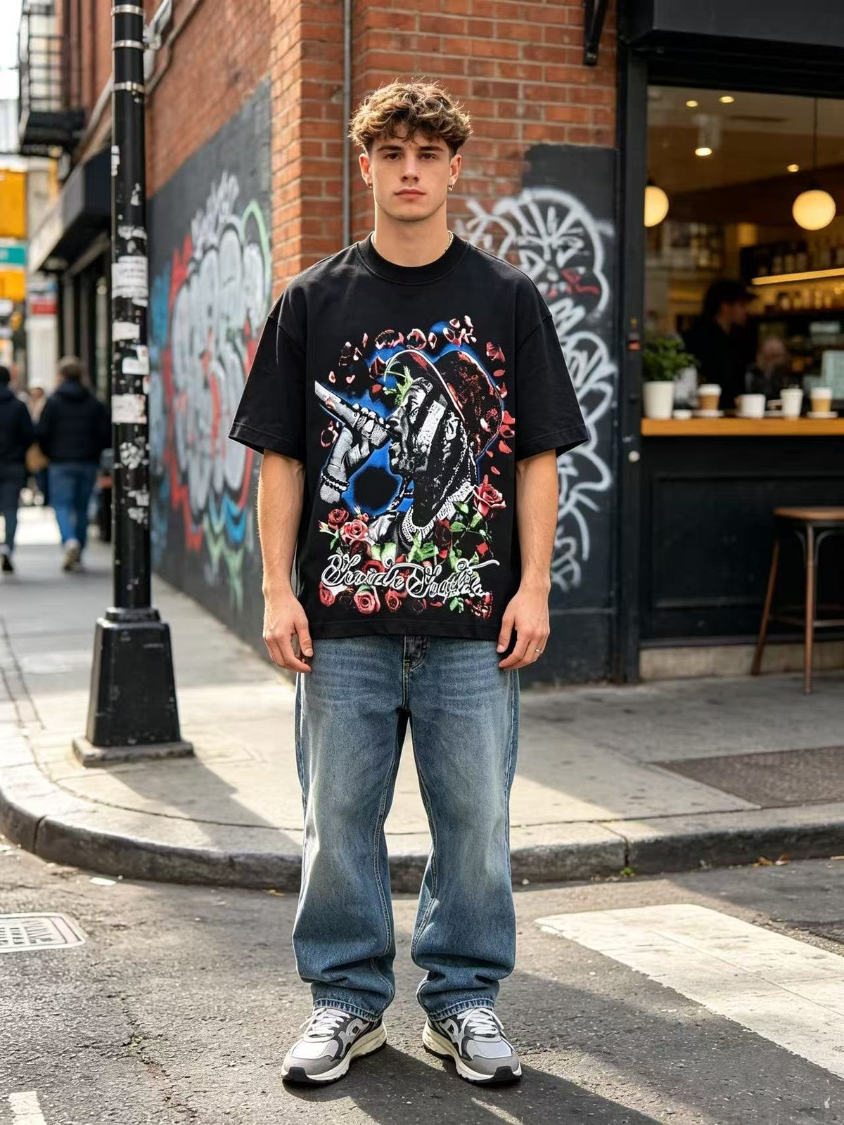 ASAALL Multicolor Front Graphic Short-Sleeve T-Shirt ¡ª model