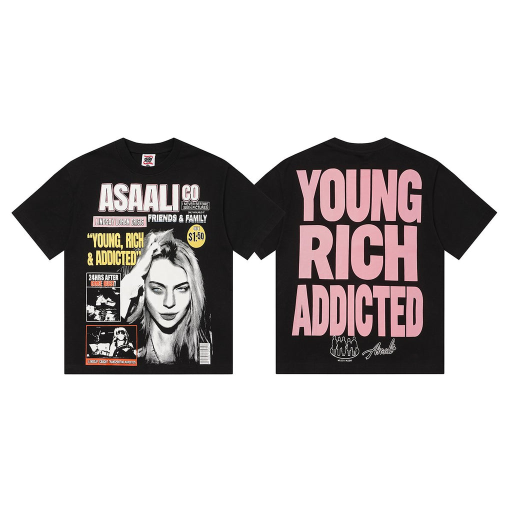 ASAALL Young Rich Addicted Portrait Graphic T-Shirt ¡ª front