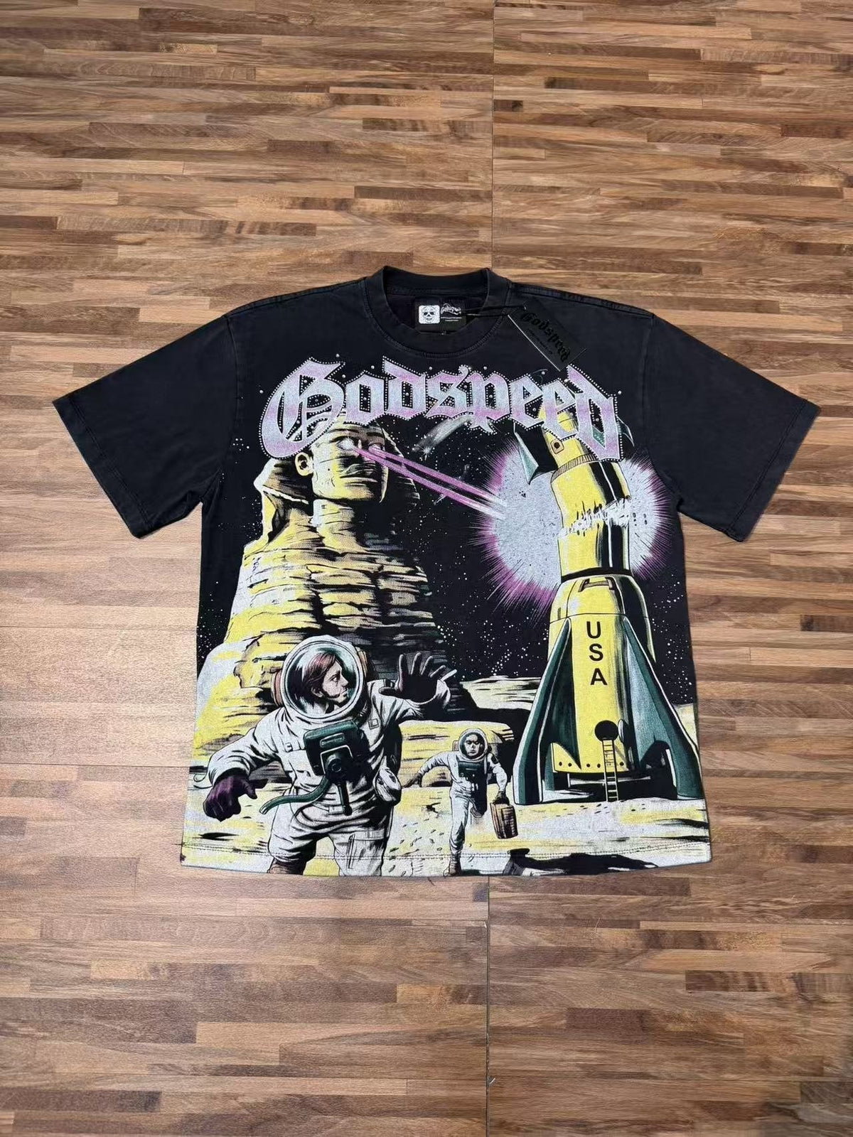Godspeed Astronaut Rocket Graphic T-Shirt ¡ª front