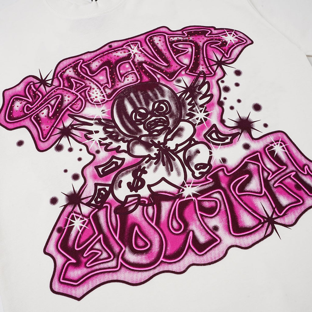 SAINT Rhinestone Front & Back Graphic T-Shirt ¡ª detail