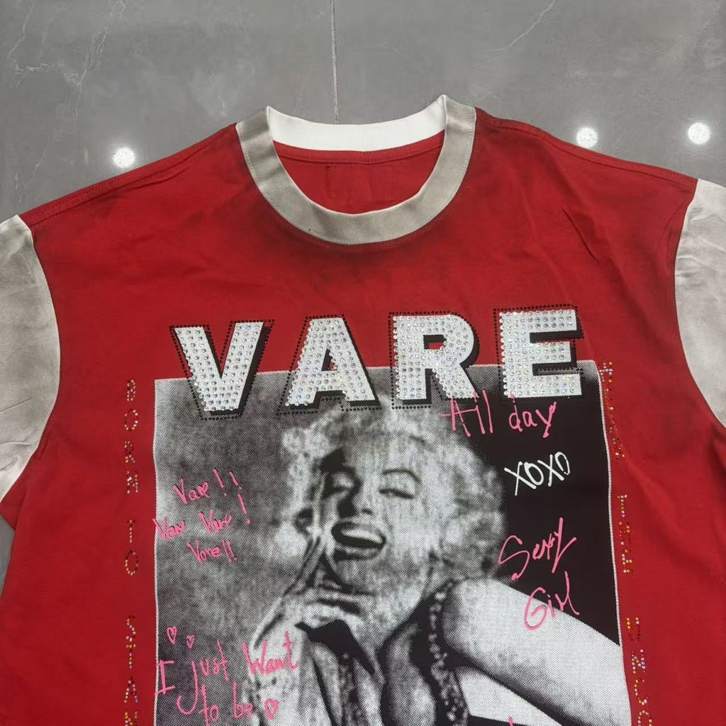 VARE ALL DAY Red Color Block Graphic T-Shirt ¡ª detail