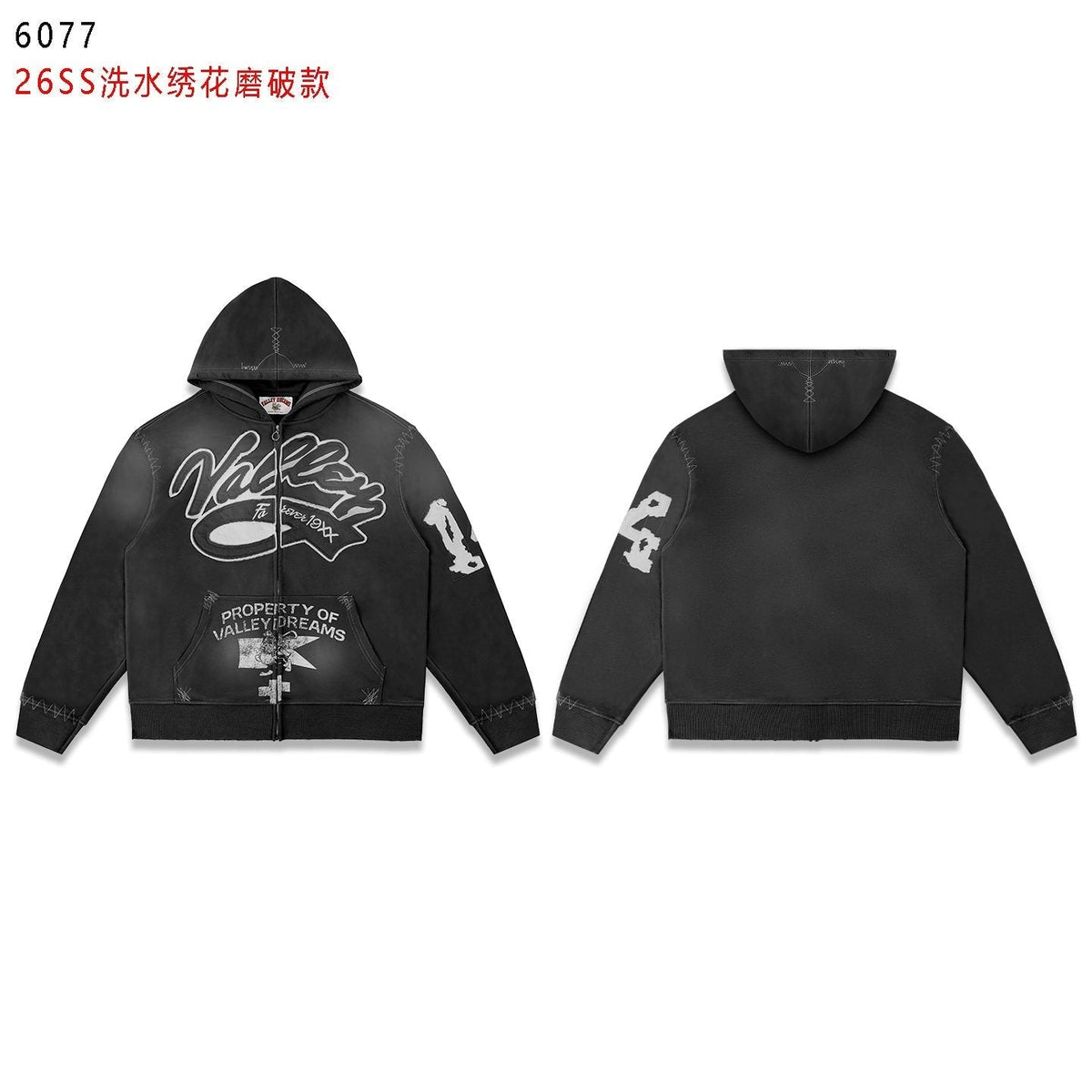 Valley Dreams Washed Full-Zip Graphic Hoodie ¡ª front