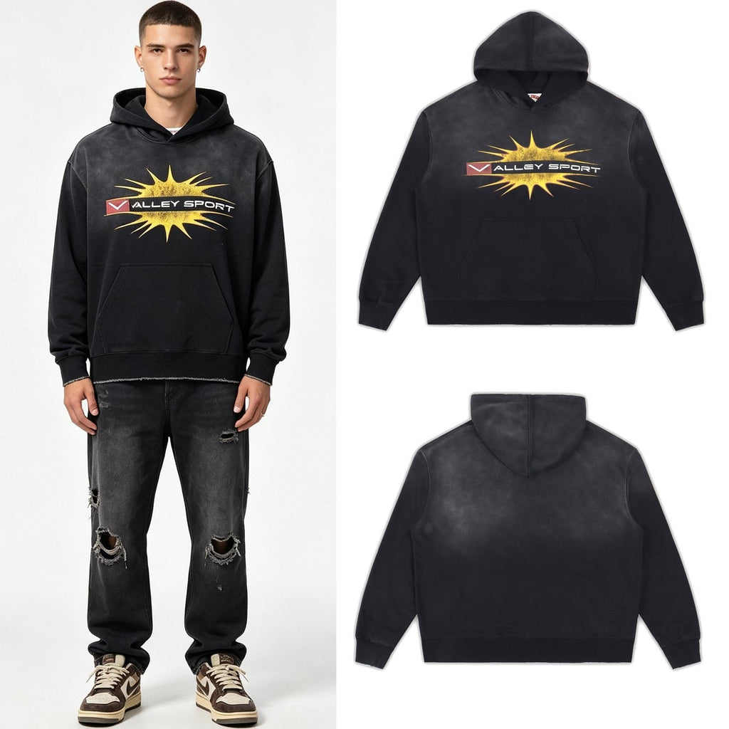 Valley Dreams Starburst Graphic Washed Black Hoodie ¡ª context