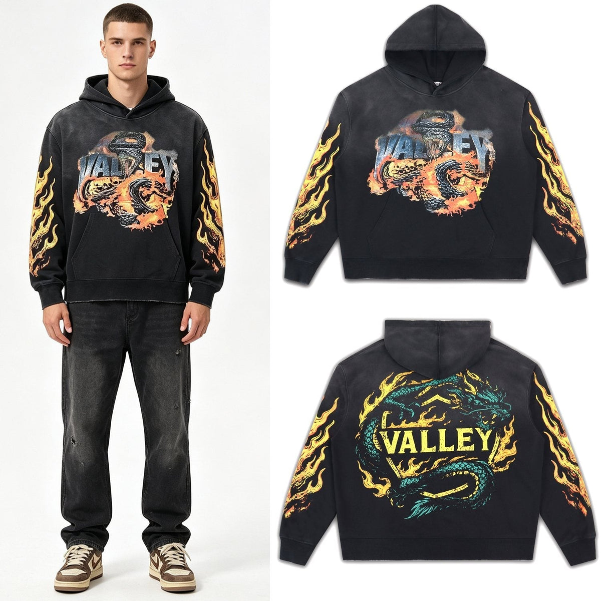 Valley Dreams Dragon Flame Graphic Hoodie ¡ª context