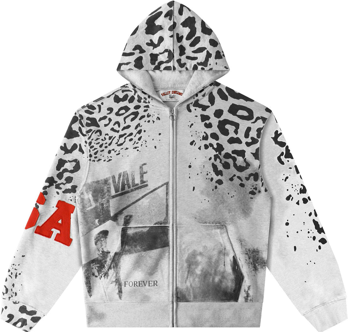 Valley Dreams Forever Leopard Panel Zip Hoodie ¡ª front