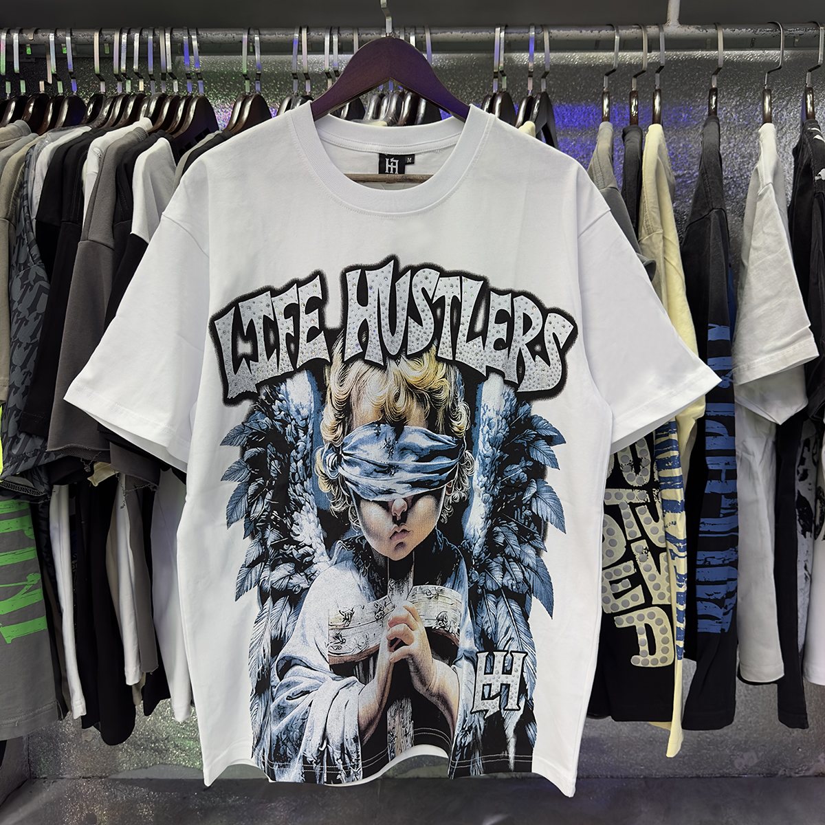 Life Hustlere Pary Praying Angel Graphic T-Shirt ¡ª context