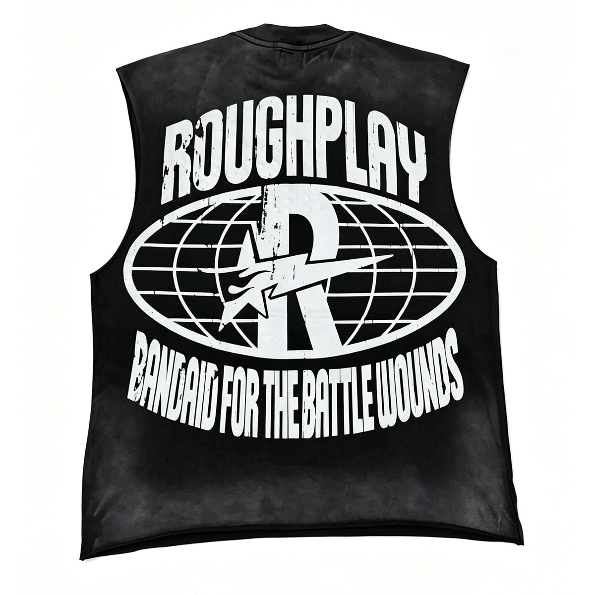 Rough Play Warning Globe Graphic Sleeveless T-Shirt ¡ª back