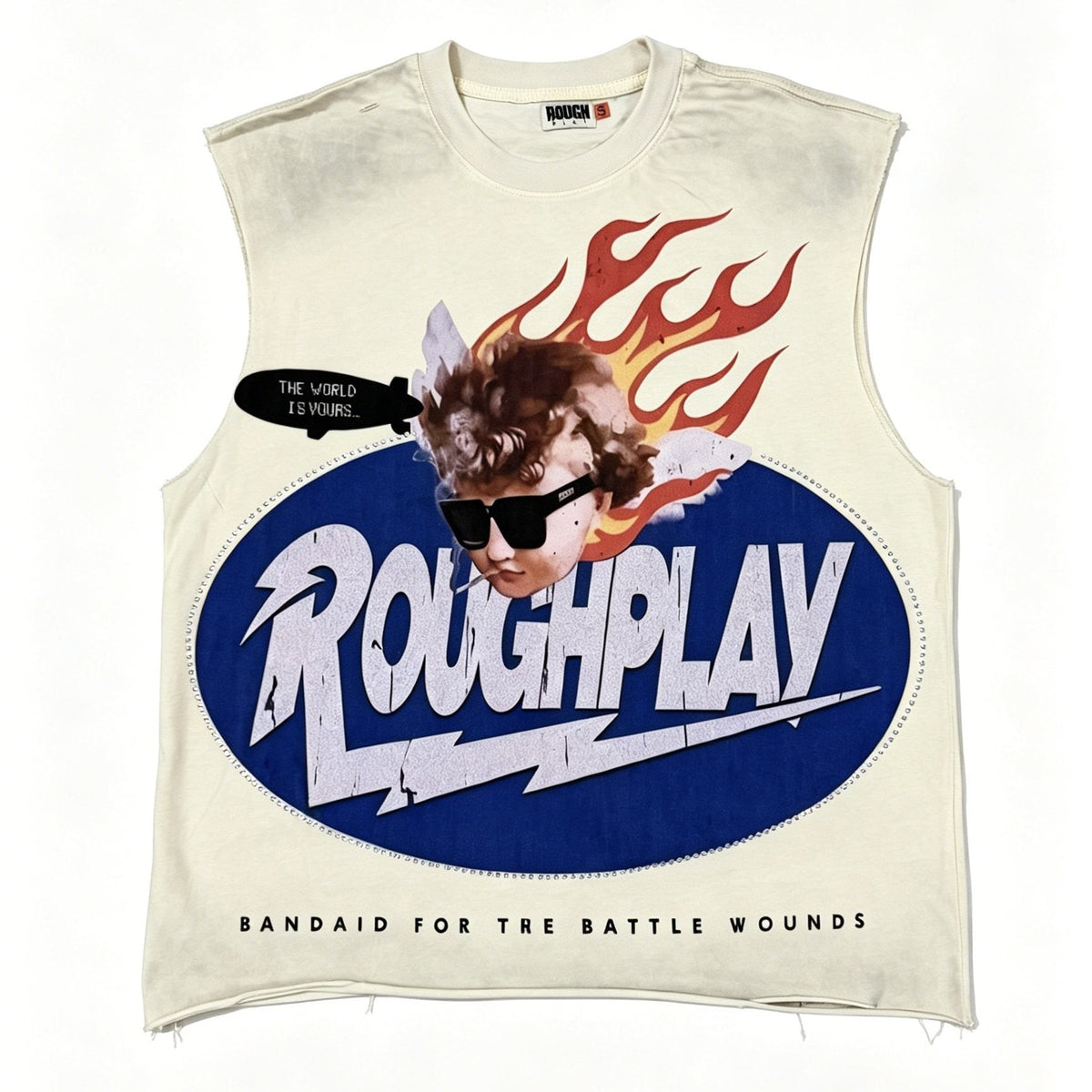 Rough Play Face & Flame Sleeveless T-Shirt ¡ª hero