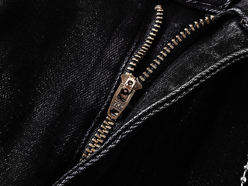 VALABASAS Washed Black Distressed Jeans ¡ª detail