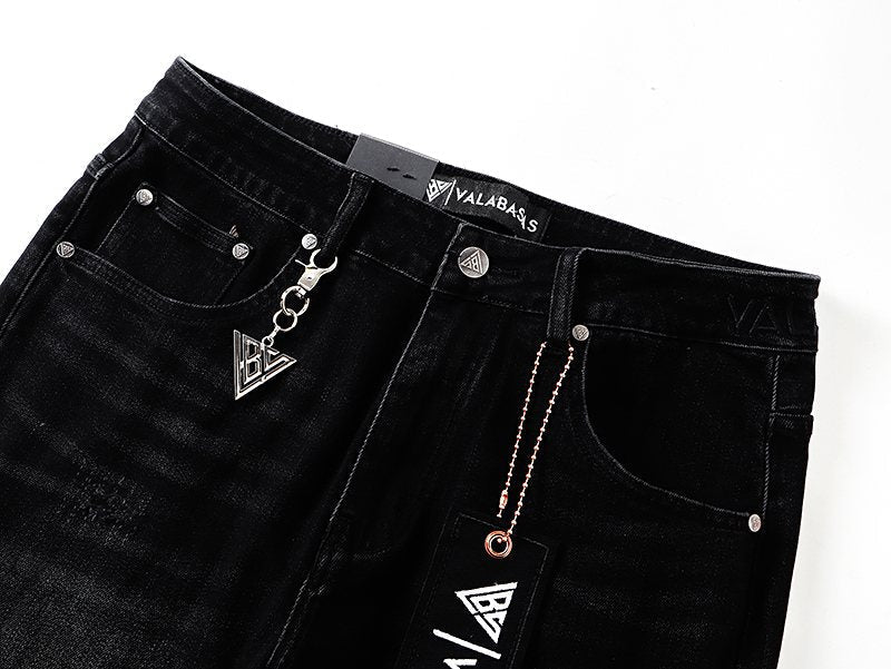 VALABASAS Washed Black Distressed Jeans ¡ª detail