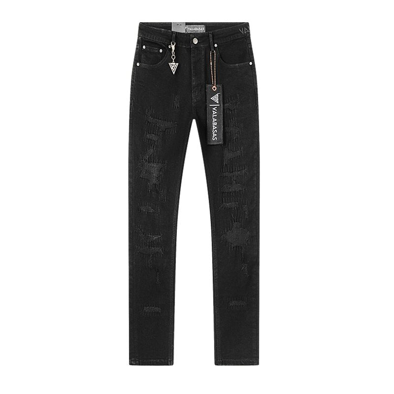 VALABASAS V005 Distressed Black Jeans ¡ª front