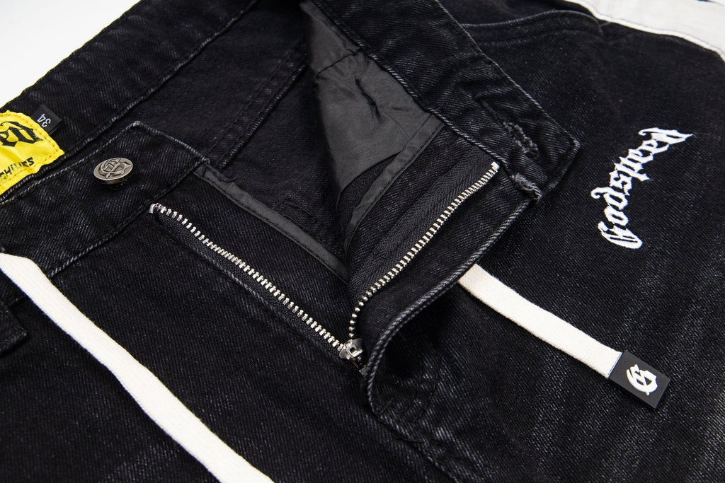 Godspeed Bone Applique Denim Shorts ¡ª detail
