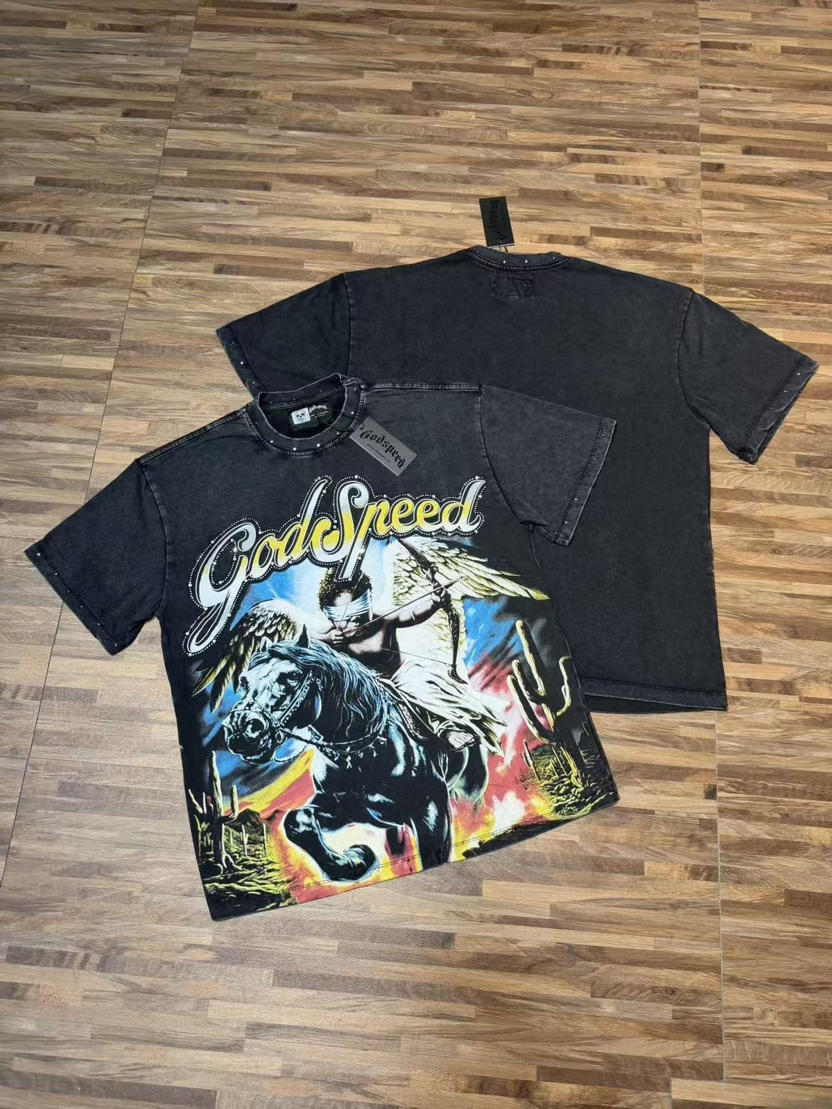 Godspeed Angel Horse Rhinestone Graphic T-Shirt ¡ª context