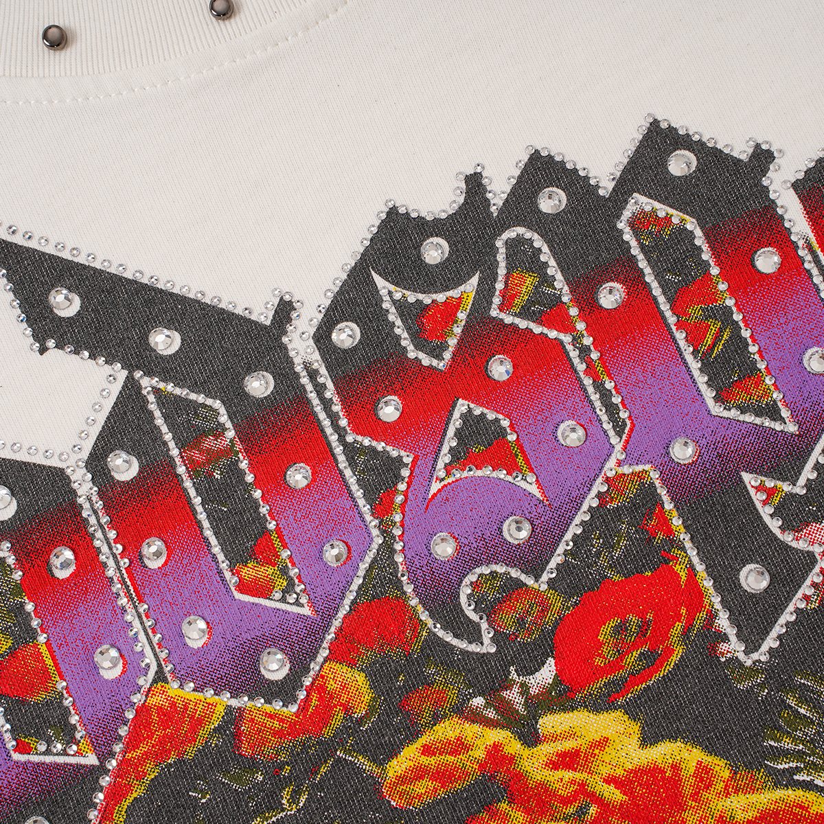 Godspeed Astronaut Flowers Studded Short-Sleeve T-Shirt ¡ª detail