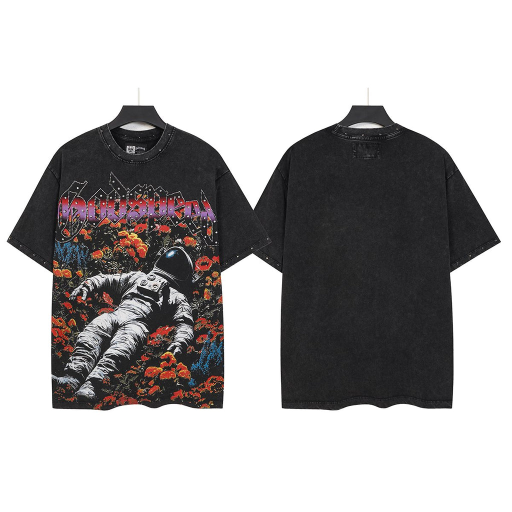 Godspeed Astronaut Flowers Studded Short-Sleeve T-Shirt ¡ª front
