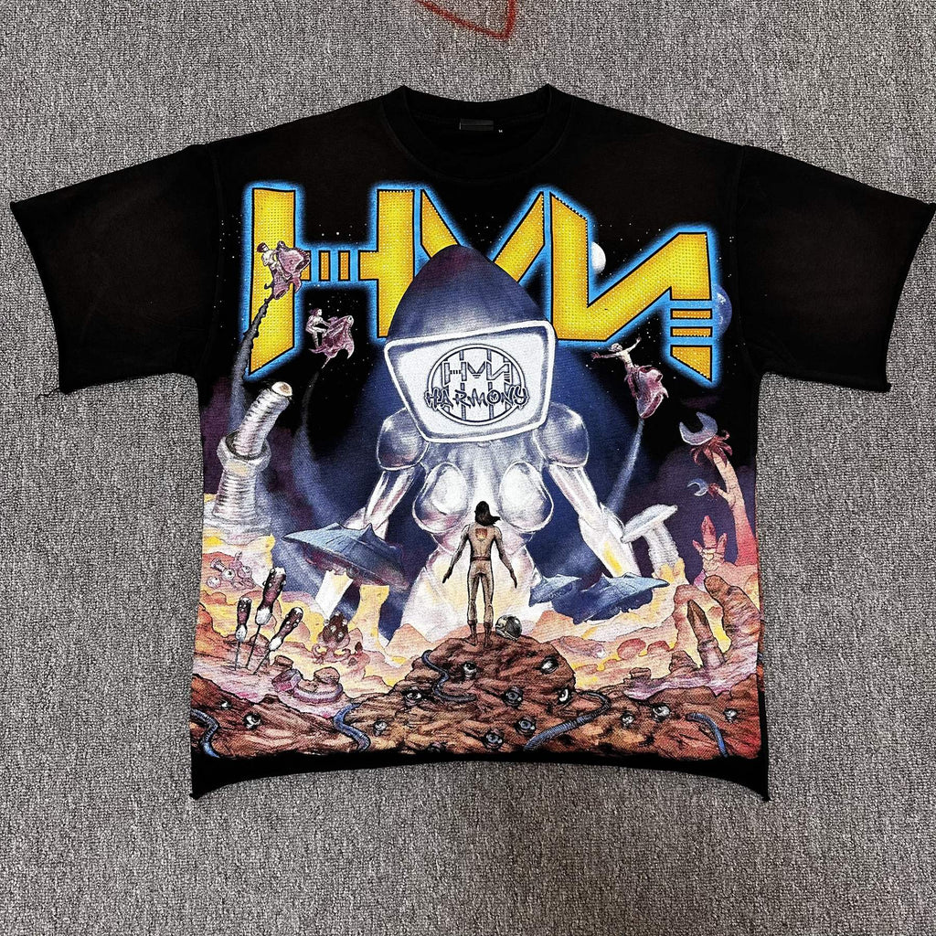 HARMONY Washed Black Rhinestone Graphic T-Shirt ¡ª hero
