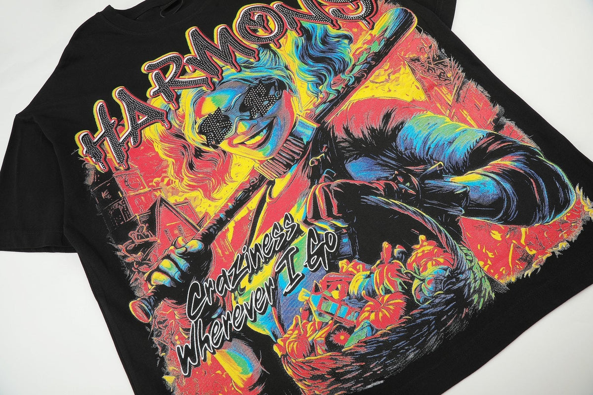 HARMONY Black Front & Back Graphic T-Shirt ¡ª detail
