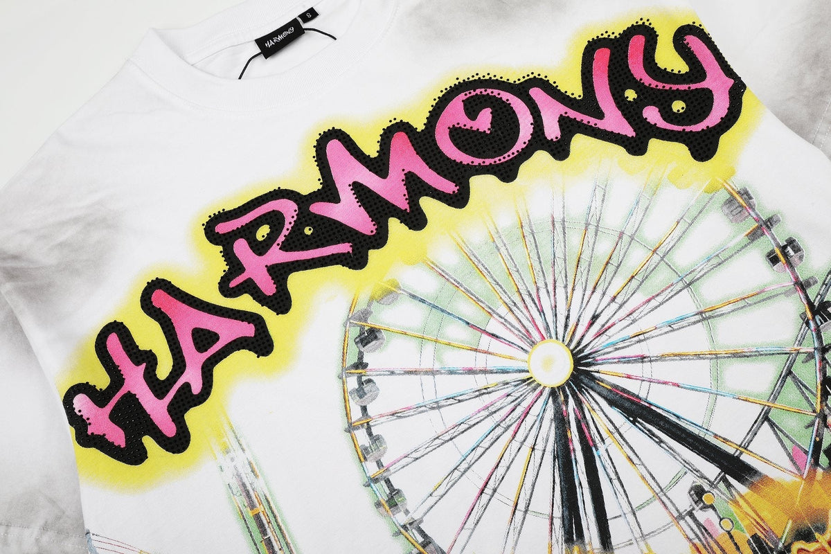 HARMONY Washed White Front & Back Graphic T-Shirt ¡ª detail
