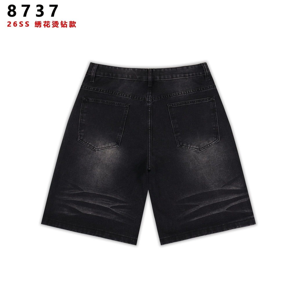 VALE SPORTS DIVISION Patch Embroidered Studded Denim Shorts ¡ª back