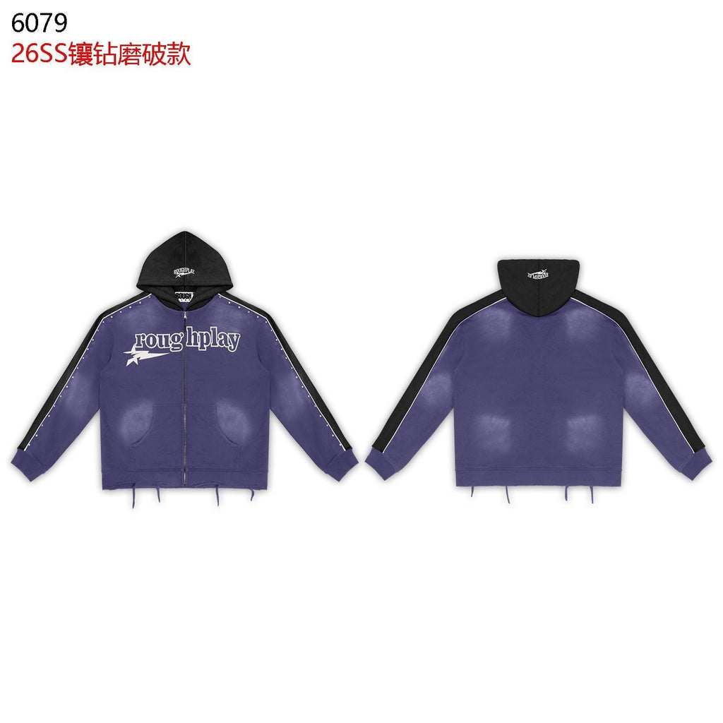 Rough Play Lightning Colorblock Zip Hoodie ¡ª front