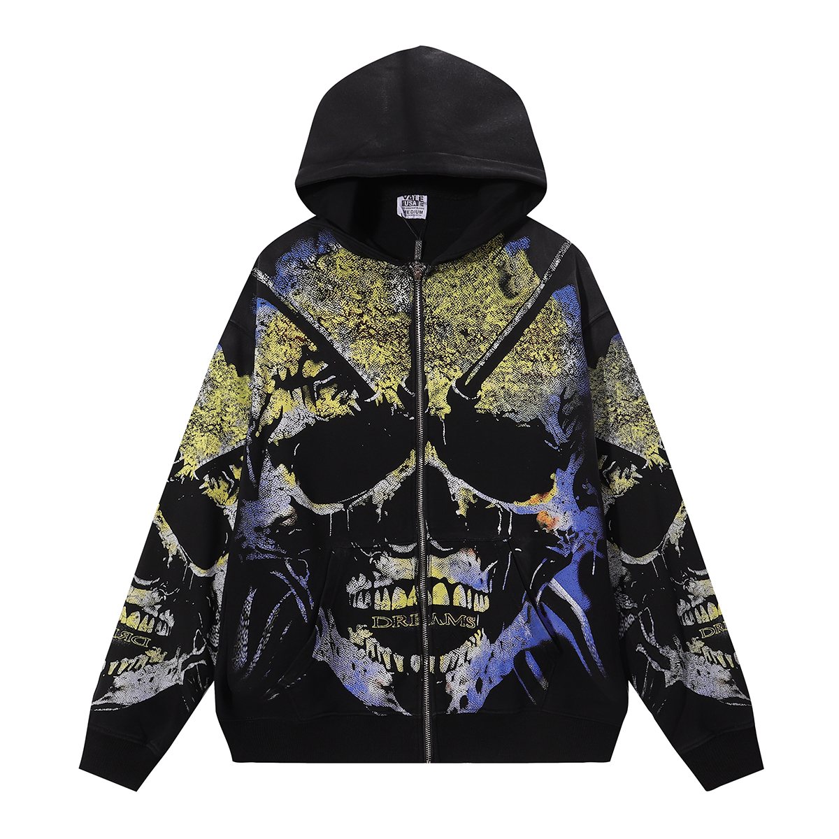 VALE USA Gravedigger Skull Graphic Zip Hoodie ¡ª hero