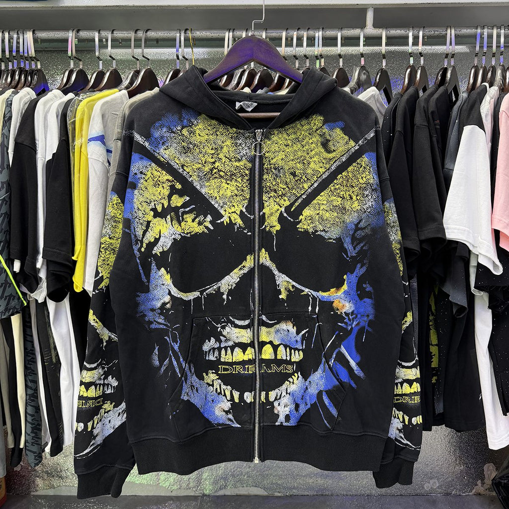 VALE USA Gravedigger Skull Graphic Zip Hoodie ¡ª context