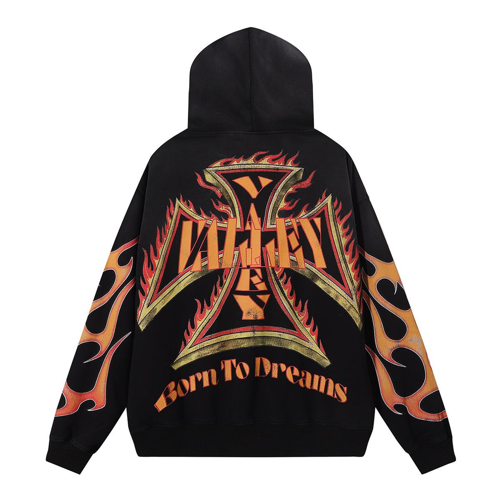 VALE USA Reborn Cross Flame Zip Hoodie ¡ª back