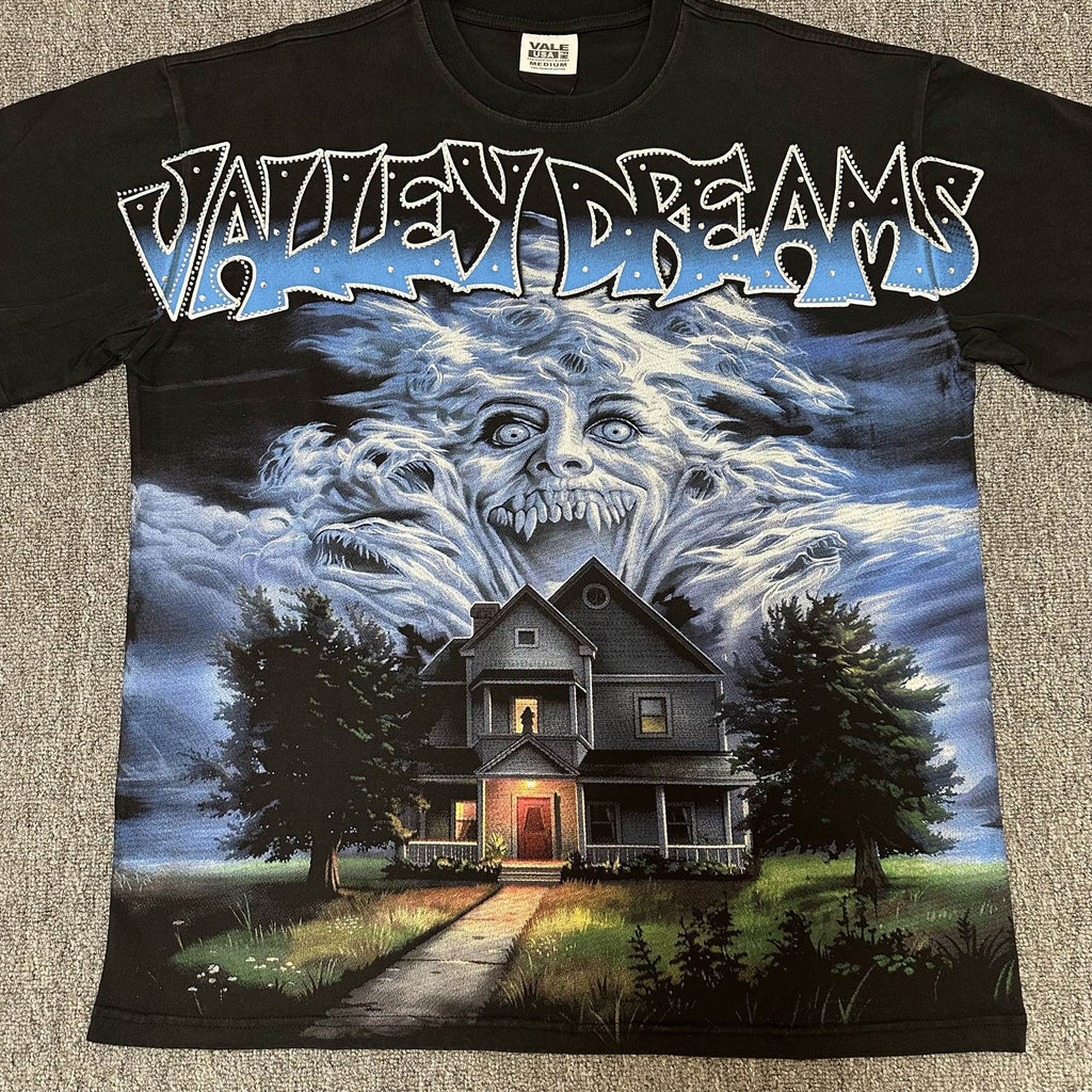 VALE USA Valley Dreams Haunted House Graphic T-Shirt ¡ª front