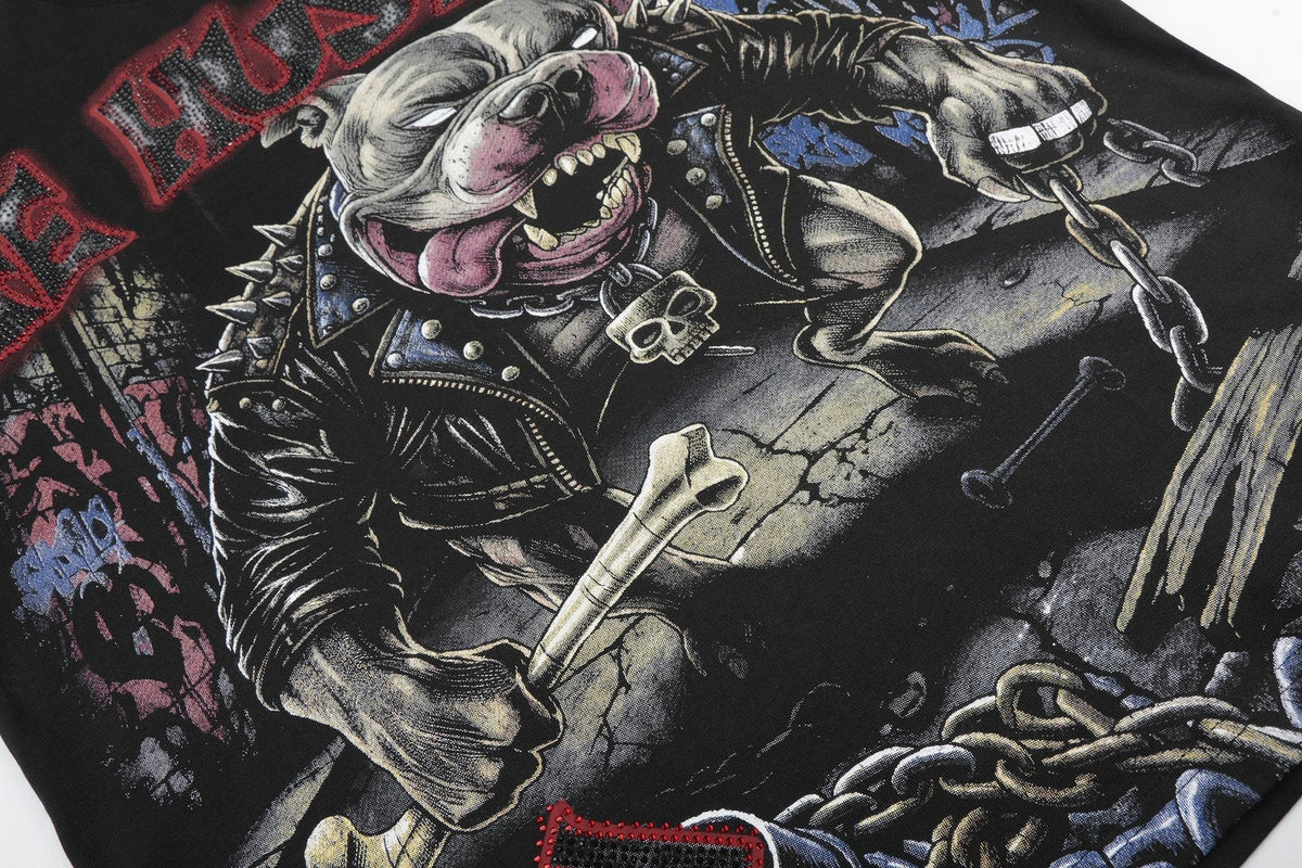 Life Hustlere Black Red/Gray Graphic Short-Sleeve T-Shirt ¡ª detail