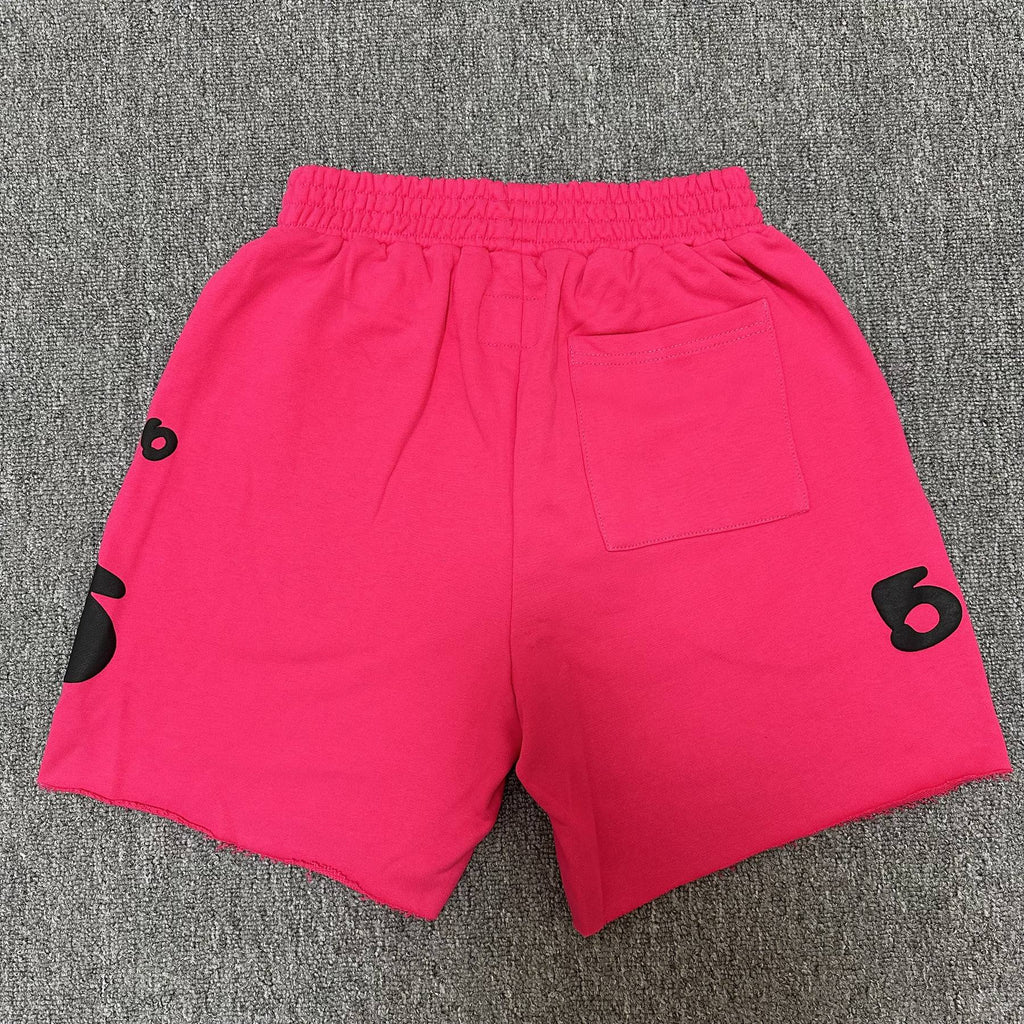 Sp5der Pink Graphic Terry Shorts ¡ª back