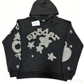 Sp5der Silver Rhinestone-Style Graphic Hoodie ¡ª hero