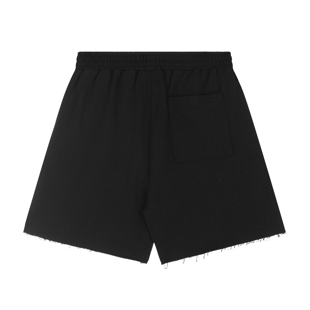 Sp5der Raised Graphic Raw Hem Shorts ¡ª back