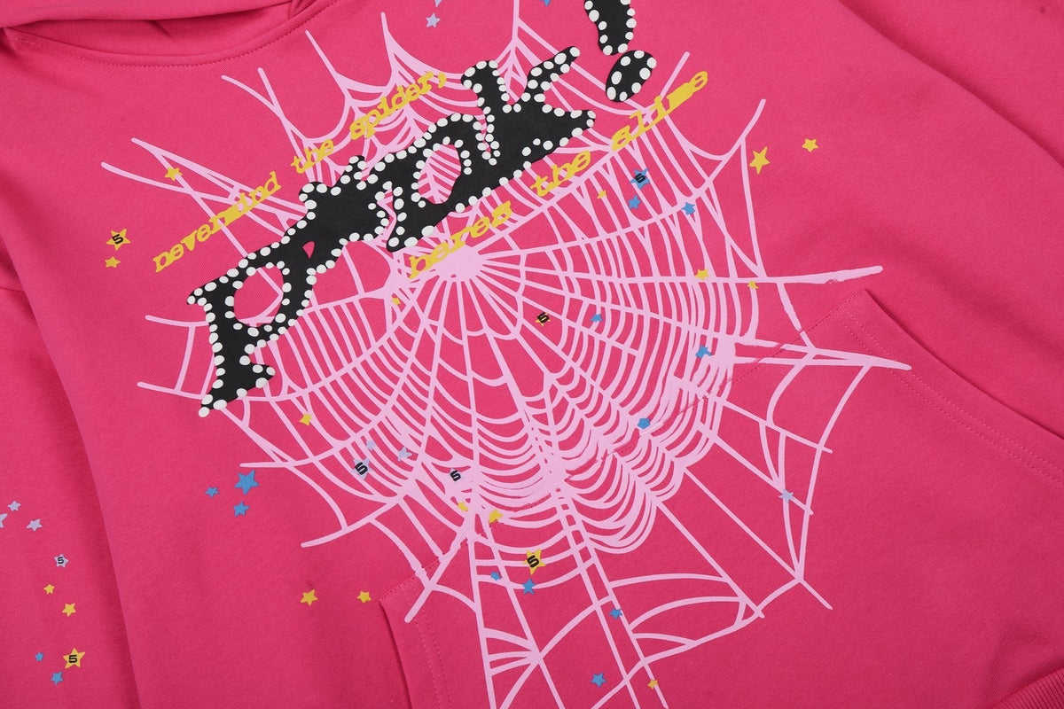 Sp5der Pink Spiderweb Graphic Matching Set ¡ª detail