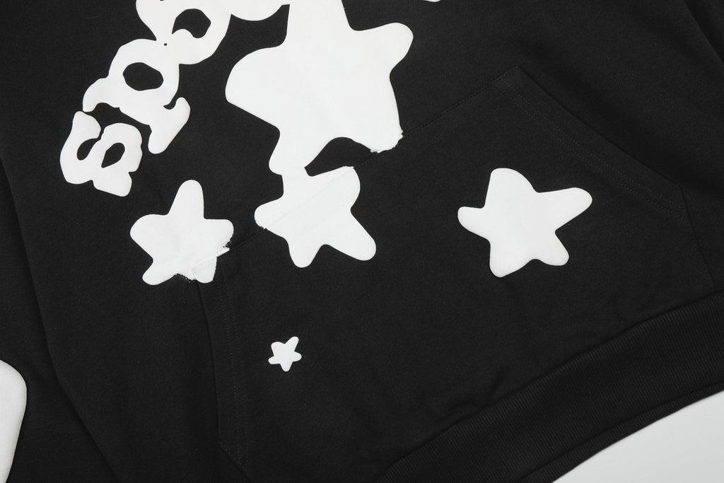Sp5der Black White Graphic Hoodie & Jogger Matching Set ¡ª detail