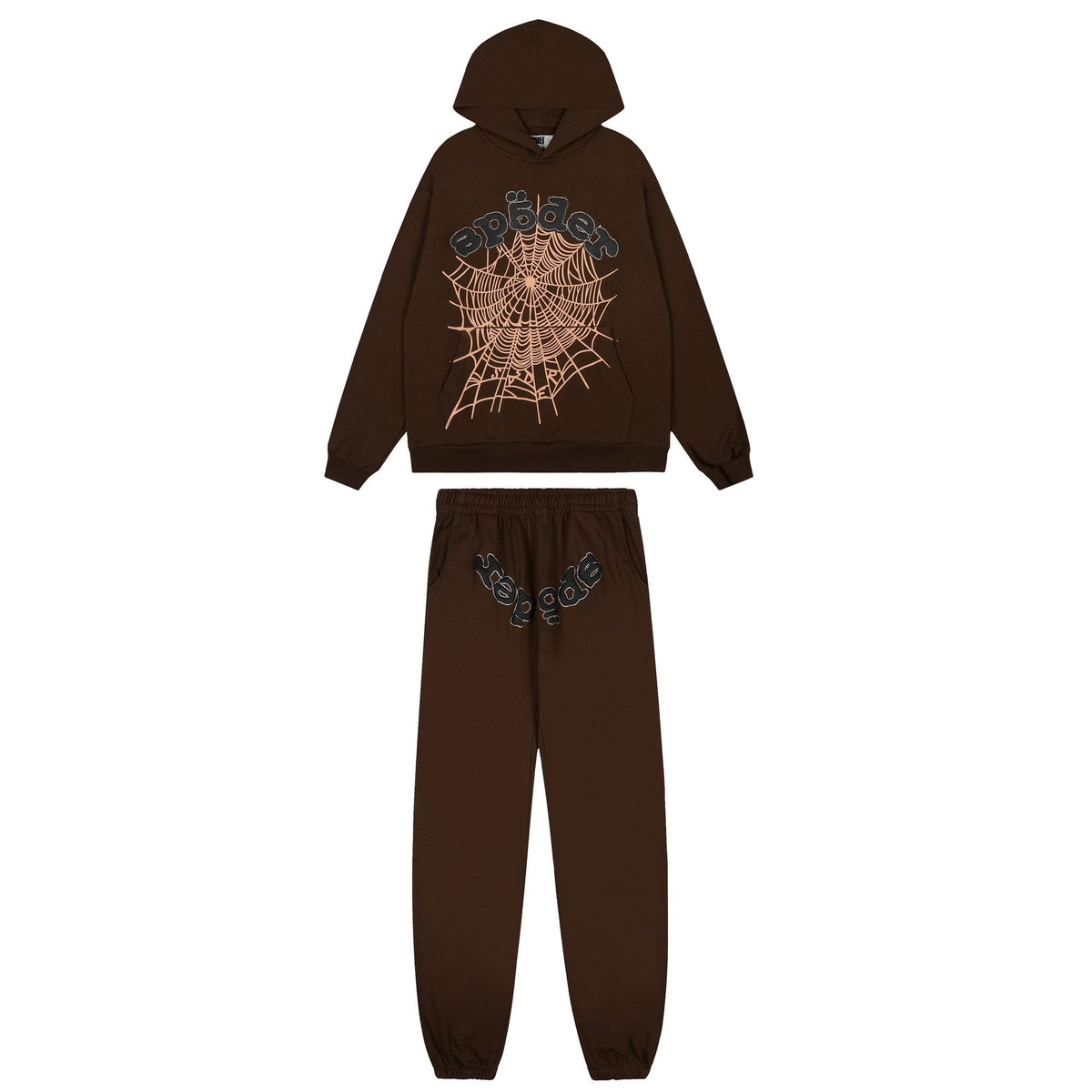 Sp5der Brown Spiderweb Hoodie & Sweatpants Matching Set ¡ª hero