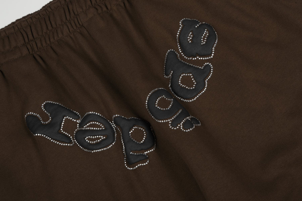 Sp5der Brown Spiderweb Hoodie & Sweatpants Matching Set ¡ª detail