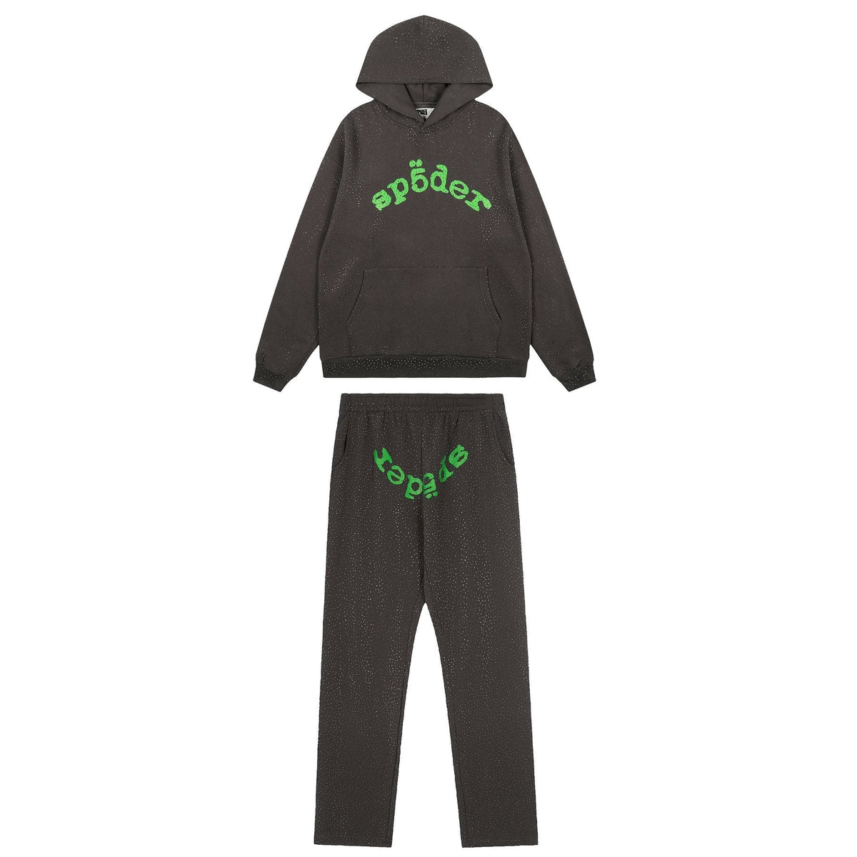 Sp5der Rhinestone Hoodie & Pants Matching Set ¡ª front