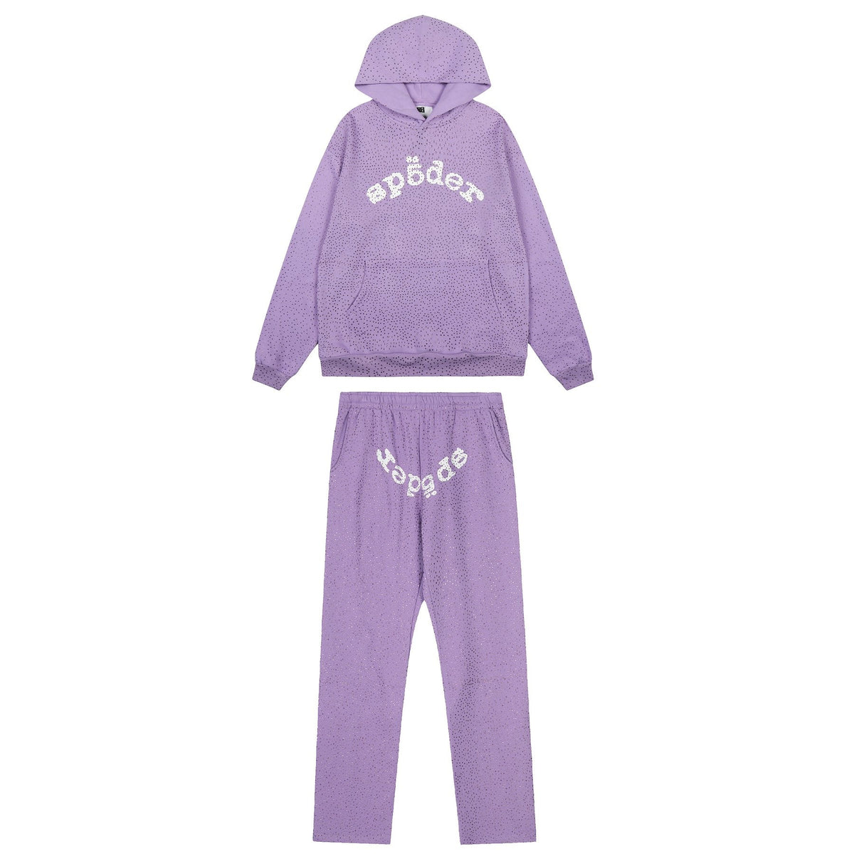 Sp5der Rhinestone Hoodie & Pants Matching Set ¡ª front