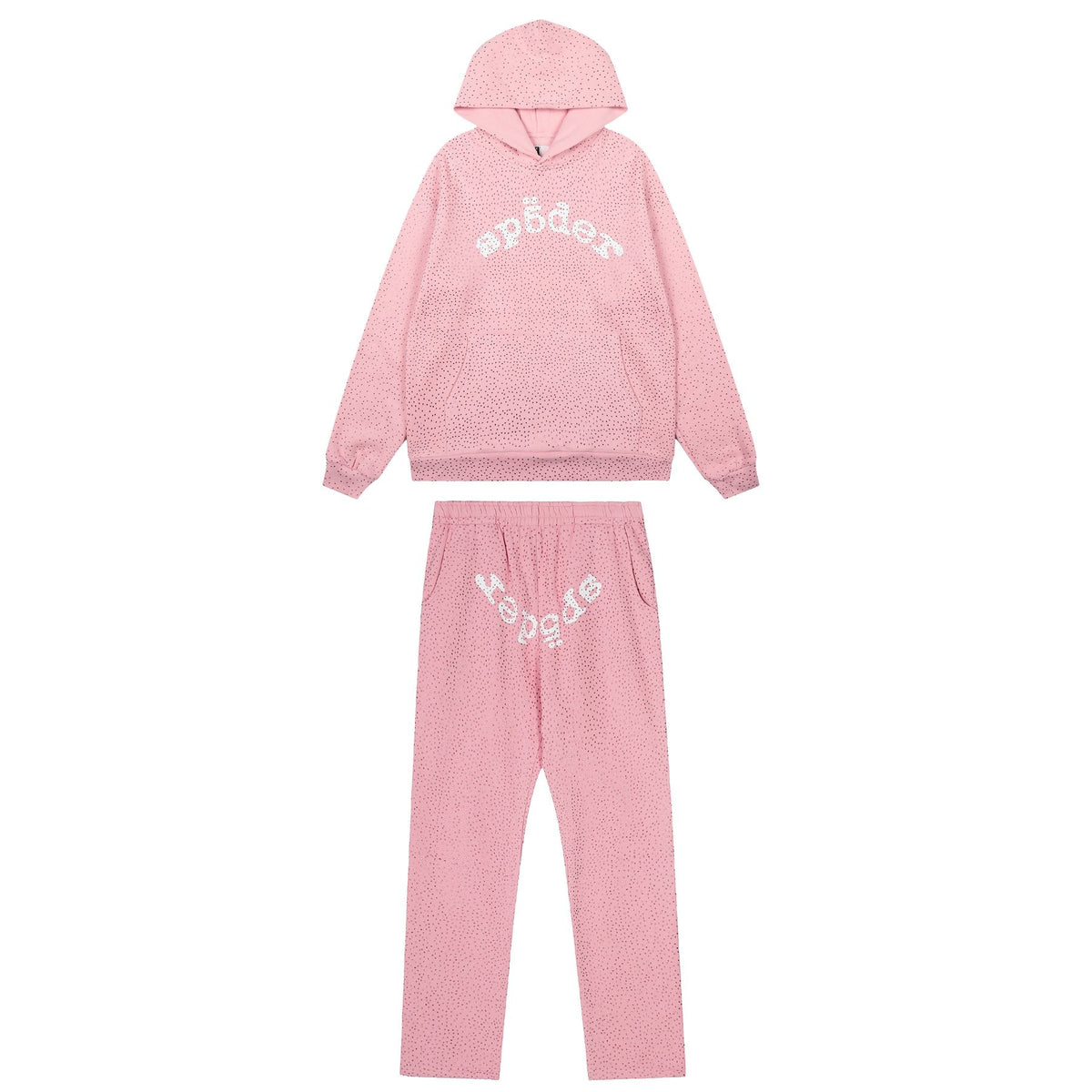Sp5der Rhinestone Hoodie & Pants Matching Set ¡ª front