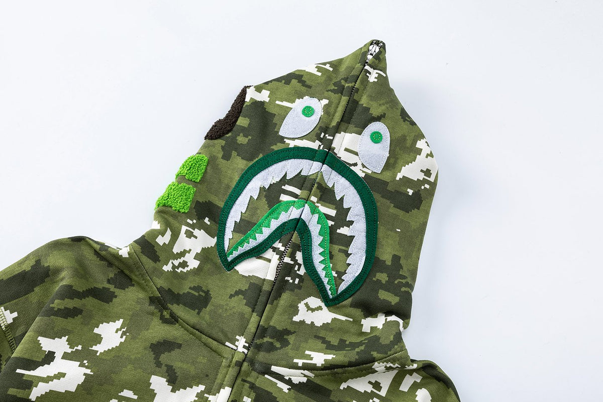 BAPE Shark Face Digital Camo Zip Hoodie ¡ª detail