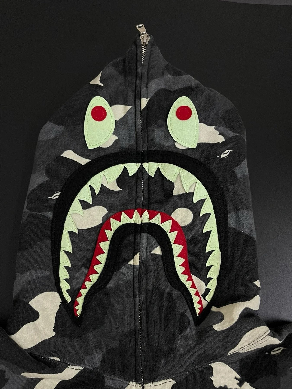 BAPE Shark Full-Zip Camo Hoodie ¡ª detail